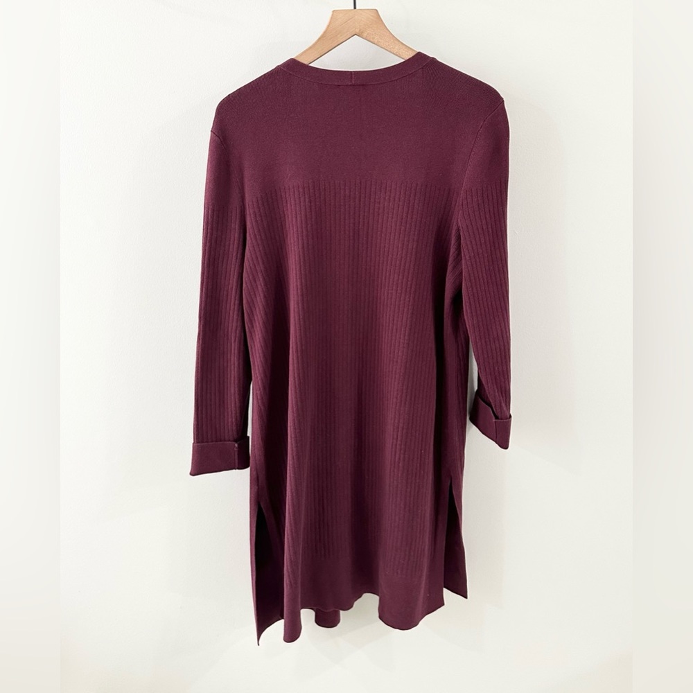 Talbots Long Line Open Front Ribbed Cardigan Burg… - image 6